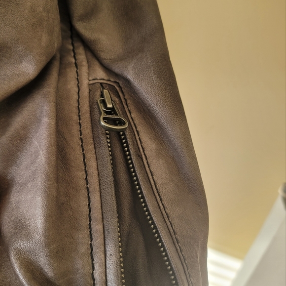 NWOT Wilson's Gray Black Distressed Genuine Leather Jacket Coat Size XXL - Picture 6 of 16